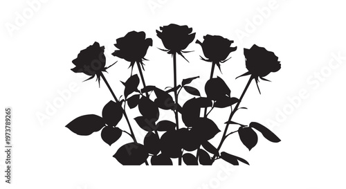 Elegant black floral pattern on a pristine white background creating a timeless and sophisticated design