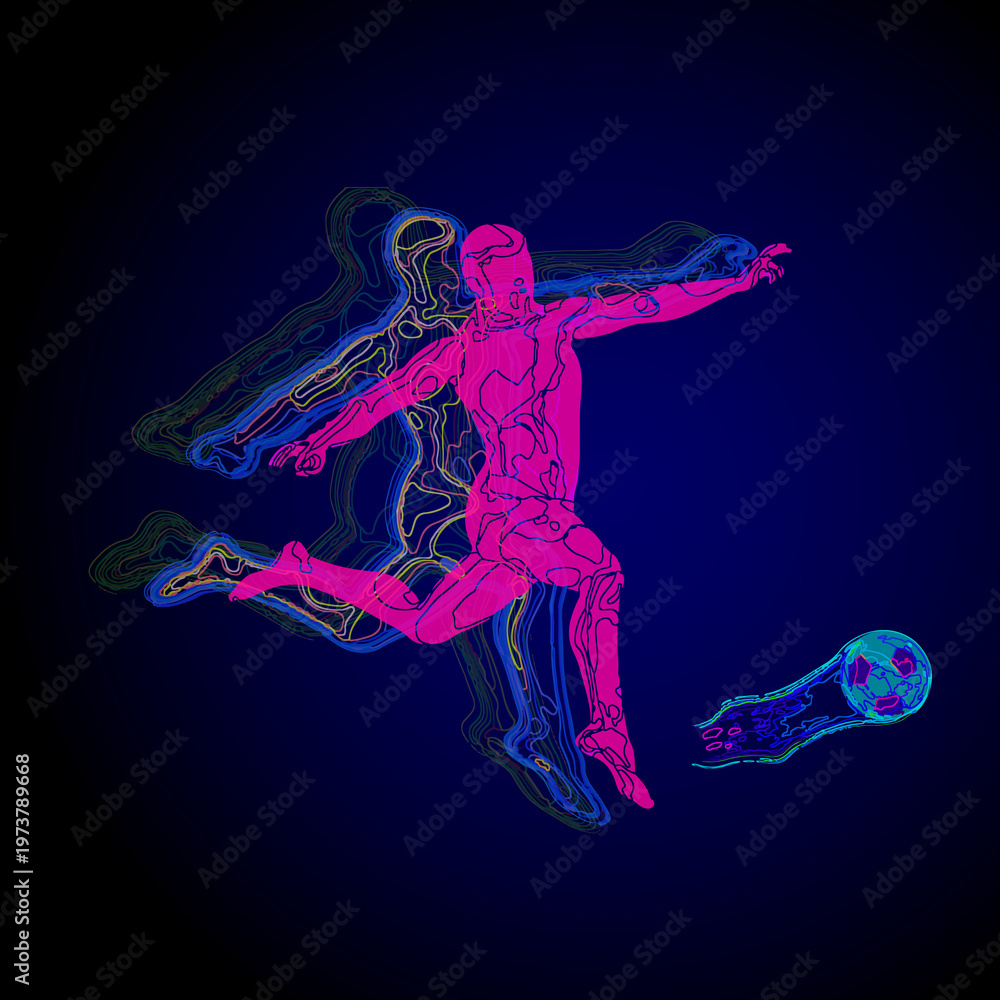 Fototapeta premium player, neon line, the ball, vector image for background.