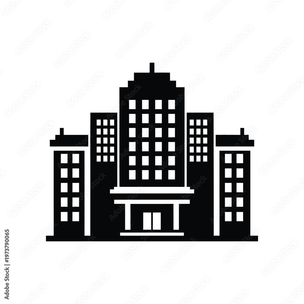 Fototapeta premium Intricate black and white architectural line drawing featuring a church with a steeple and detailed windows