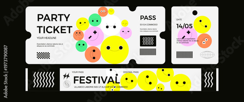 Сontrol ticket bracelets for events, disco, festival, fan zone, party, staff. Vector mockup of a festival bracelet in a comic style.	
