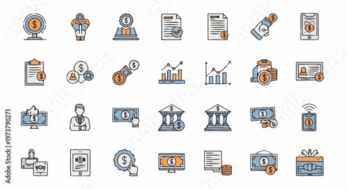 Business icons for finance and economy.