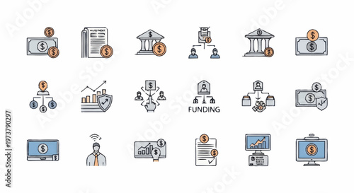 Business Finance Icons and Symbols.