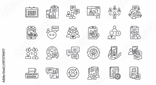 Black and white business icons set.