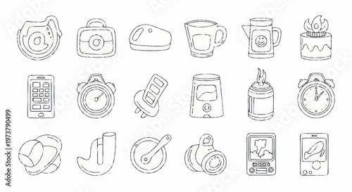 Collection of various food and drink icons.