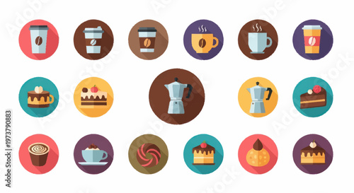 Coffee and dessert icons collection.