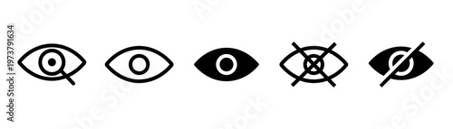Eye icon set. See and unsee symbol. private crossed eye sign. open and closed eyes symbol. vector illustration