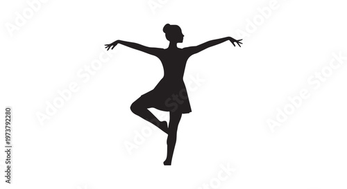ballet dancer performing graceful arabesque in elegant black silhouette form
