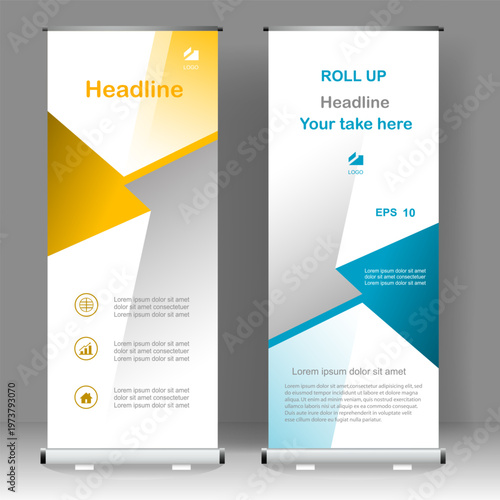 Business Roll up banner vertical template design, for brochure, business, flyer, infographics. modern x-banner and flag-banner advertising. vector illustration