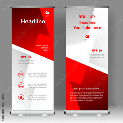 Abstract Roll up banner vertical template design, for brochure, business, flyer, infographics. modern x-banner and flag-banner advertising. vector illustration