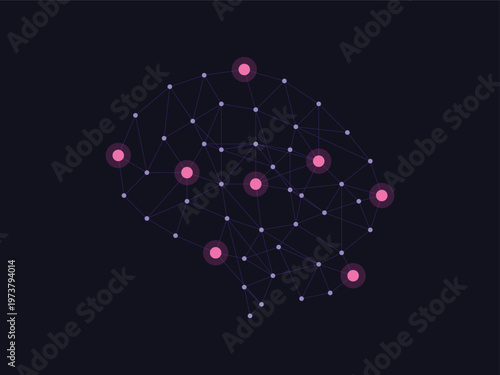 Abstract digital brain illustration with glowing nodes and network connections