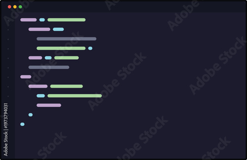 Abstract code editor interface with stylized syntax highlighting