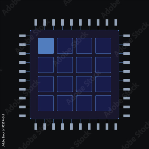 Abstract digital microchip processor icon