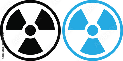 Radioactive symbol variations black and cyan with white outlines