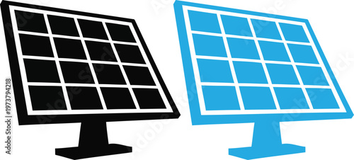 Blue solar panel with sunlight a sustainable energy source illustration