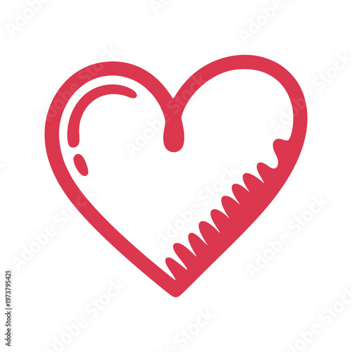 Red heart shaped symbol with a jagged edge illustration