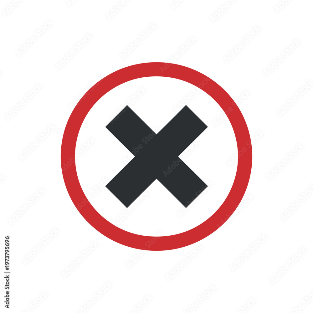 Obraz premium Vector graphic illustration of a red circle with a black X symbol