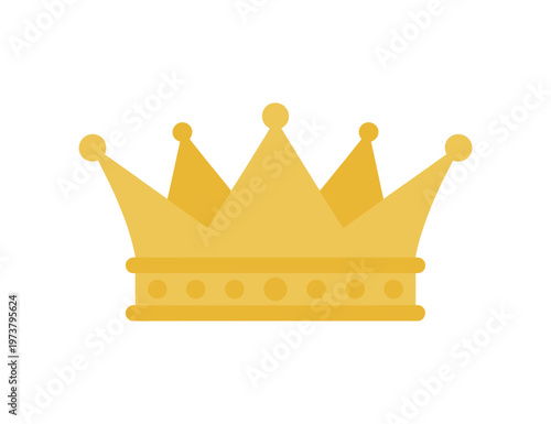 Golden crown icon, yellow royal symbol, vector graphic illustration design