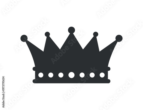 A stylized black crown with five points and decorative balls vector illustration