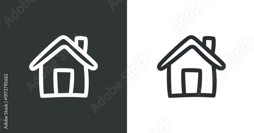 Simple vector house icons in contrasting colors and backgrounds