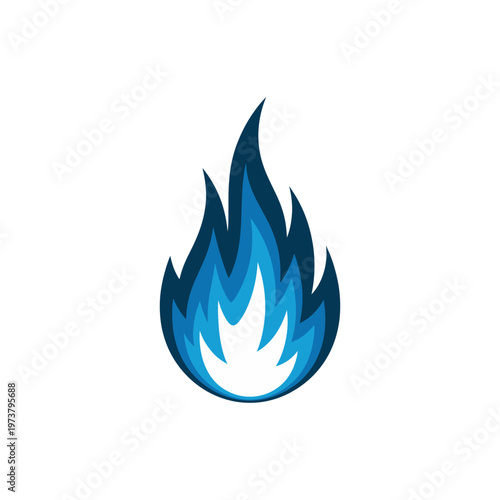 Blue flame vector graphic illustration with sharp dynamic design elements