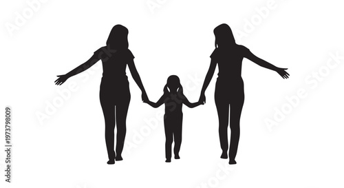 A silhouette of three people holding hands representing unity and togetherness in diversity