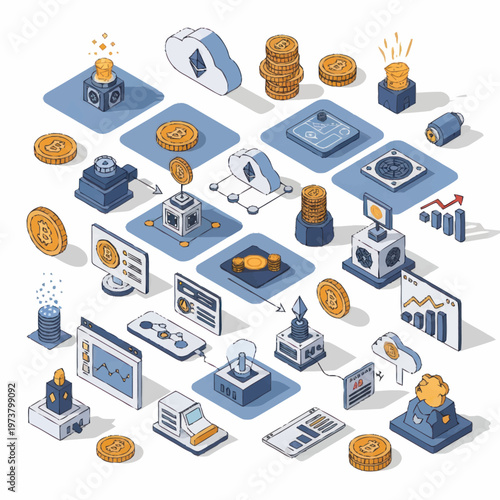 Business Finance Technology Icons Illustration.