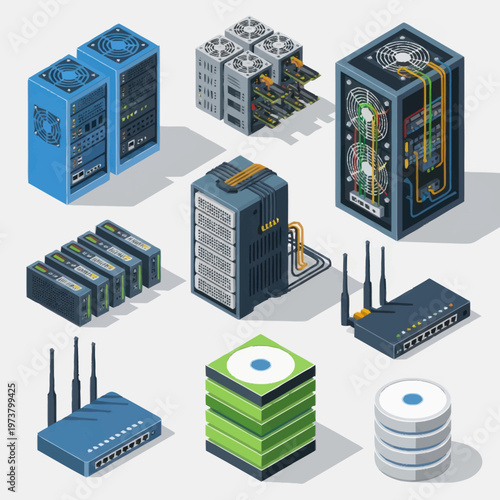 Collection of computer server hardware devices.