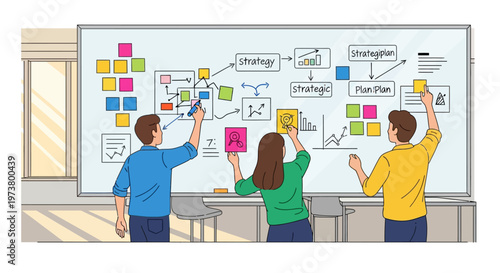 Creative Team Brainstorming Strategy on Board