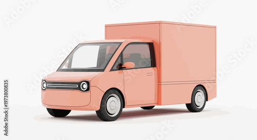 Pink Delivery Truck Vehicle Transport.