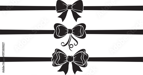 Elegant Bow Designs: Artistic illustrations of elegant black bows. Perfect for adding a touch of sophistication to any design or project. 
