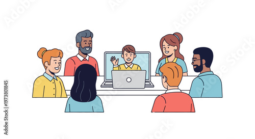 Colleagues Having Cheerful Motion Call