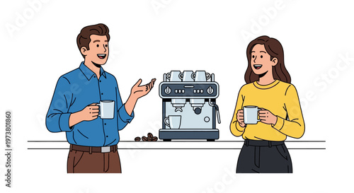 Colleagues Laughing Near Office Espresso Machine