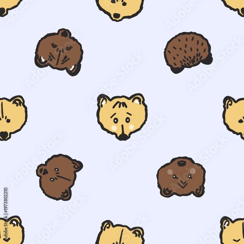 Seamless pattern with bear heads