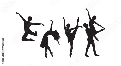 A group of black scissors with varied handles and blades displayed on a white background