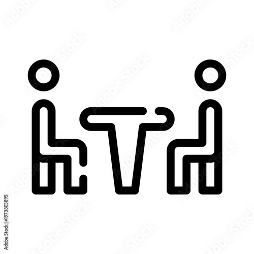 people around table line icon