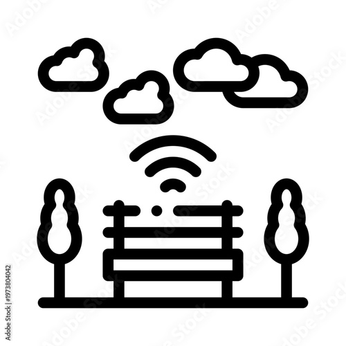 public bench line icon