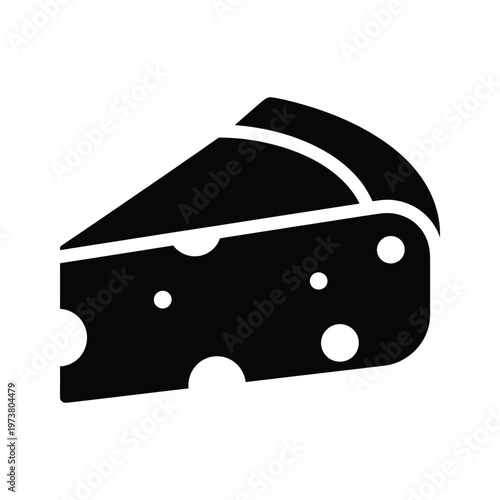 A slice of swiss cheese with characteristic holes and a curved edge