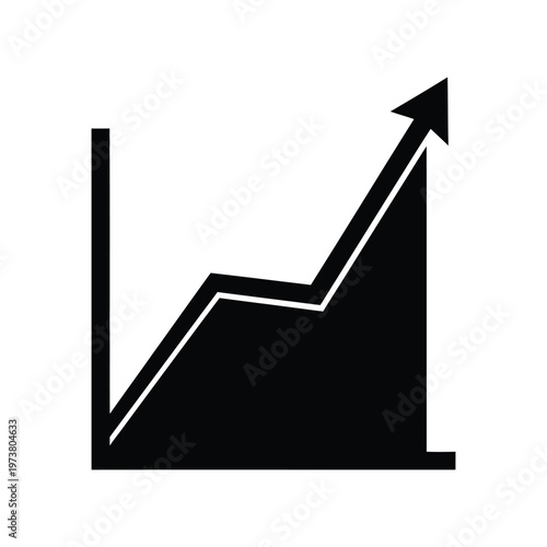 Arrows indicating upward trend and growth with upward direction against a vertical line symbolizing progress and success