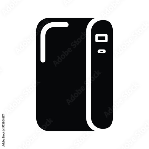 Black smartphone with curved back and camera bump