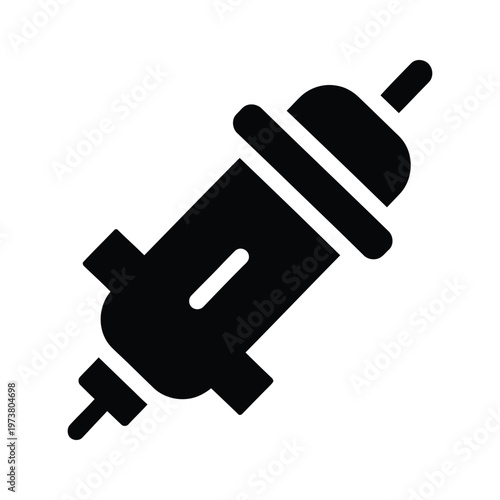 Black and white illustration of a syringe with a needle and plunger