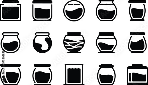 Aquarium Silhouette Icon Fish Tank Outline Elegant Design