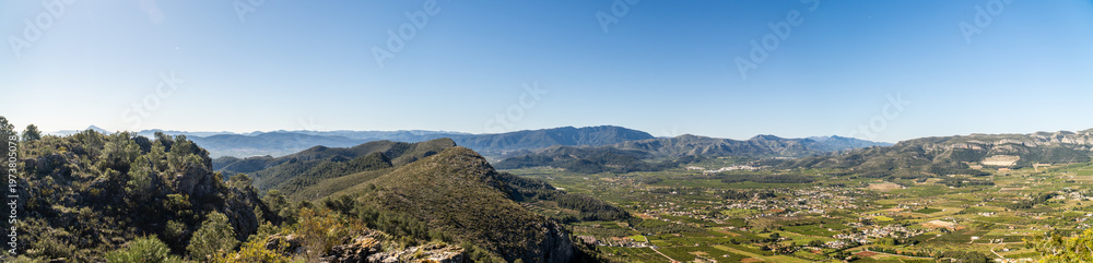 Fototapeta premium Landscape with mountains on a sunny day, in Marxuquera, Gandia. Comunidad Valenciana, Spain.