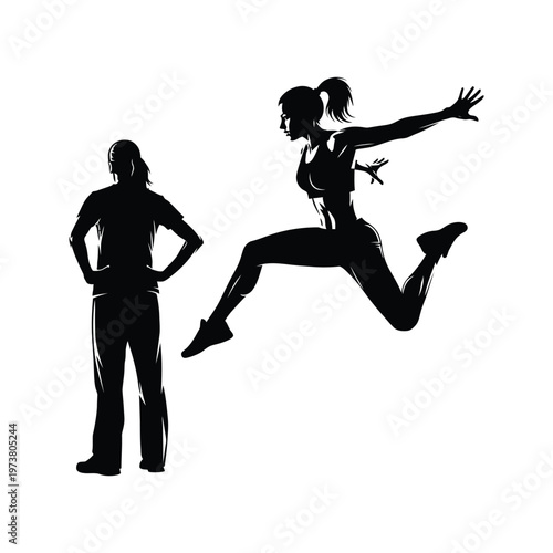 An illustration depicting a person balancing on a tightrope with a bird flying overhead