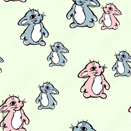Seamless pattern with rabbits