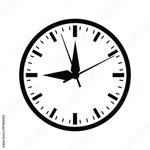 Analog clock with roman numerals displaying the time with minute and hour hands in perfect synchronization