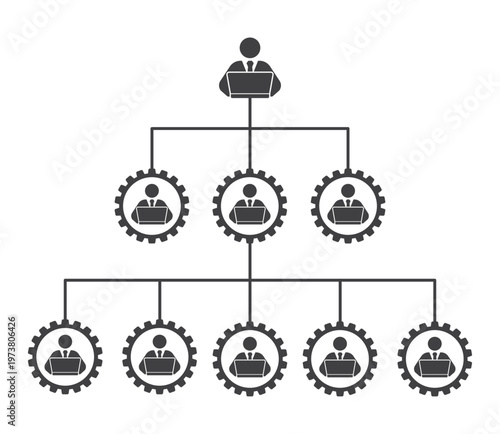 boss on top of people hierarchy scheme icon