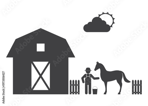 farmer feed horse agriculture icon