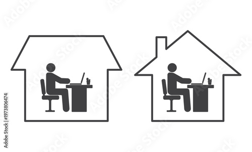 Freelancer Working on Laptop at Home Office Icon