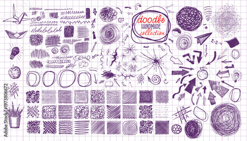Handmade doodle set. Back to school . Hand drawn. Not AI, vector illustration.