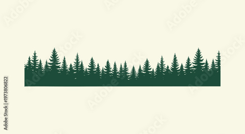 Coniferous Forest Pine Tree Green Silhouette Horizontal Border Background For Nature Graphic Design